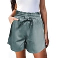 thumbnail image 2 of SONXAHE Women Ruffled Drawstring Shorts Elastic Waist Casual Walking Bottoms, 2 of 5