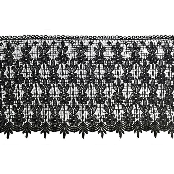 Lily 13.5" Black and White DIY Floral Guipure Bridal Venice Lace by Yardage