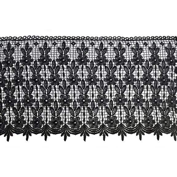 Lily 13.5" Black and White DIY Floral Guipure Bridal Venice Lace by Yardage
