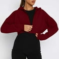 thumbnail image 7 of zfwon Women Hoodie Jacket Cropped Sweatshirts Y2K Streetwear Hoodies Full Zip Up Ladies Plain Hooded Sweatshirt Long Sleeve Pullover Lightweight Soft Solid Color Jacket Athletic Top, 7 of 7