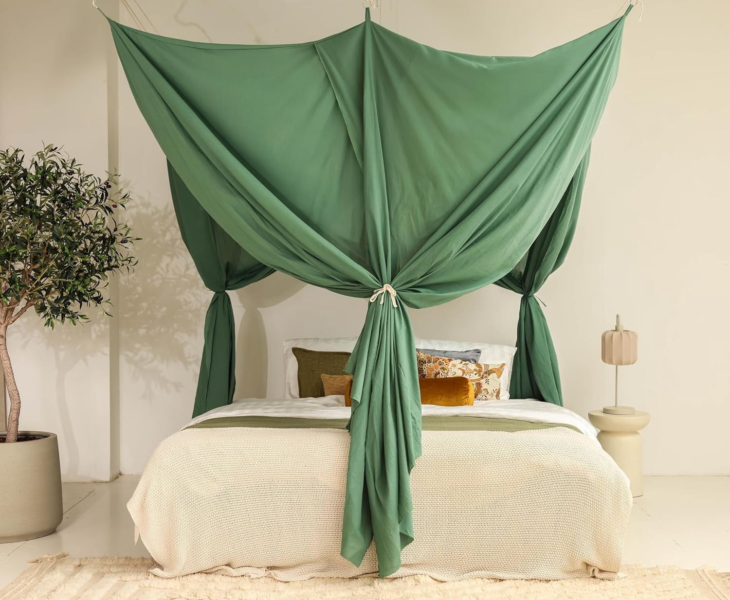 Green Bed Canopy for Queen and King-Sized Beds | Bedroom Decoration for Teens or Adults | Rectangular Shape Insect Netting | Mosquito Net in Multiple Colors and Sizes