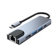 thumbnail image 1 of EGNMCR Adaptateur Multi-Split Hub Réseau Type-C 5-en-1 avec HDMI + USB3.0 + USB2.0 + RJ45 + PD pour Accessoires d'Ordinateur PC Adaptateur Hub, 1 of 8