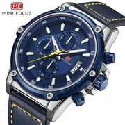 MINI FOCUS Mens Watches Top Brand Luxury Watch Men Waterproof Leather Strap Relogio Masculino reloj hombre Blue erkek kol saati