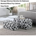 thumbnail image 5 of Storage Ottoman Bench with 2.56-inch Thick Seat, 31.5 inch Nesting Ottoman Set of 2, Hinged Flip Top Bench with Storage for Living Room, Bedroom, Cow Print, 5 of 15
