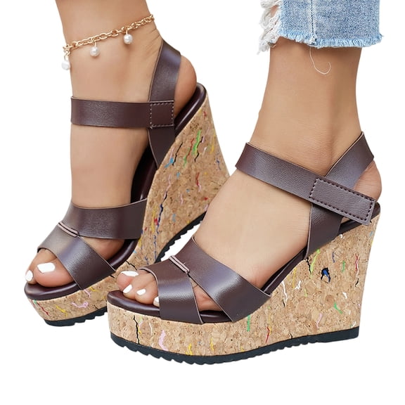 SACFOF Wide Width Platform Wedge Sandals for Women: Comfortable Low Heel Open-Toe Summer Shoes with Adjustable Ankle Strap