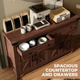 thumbnail image 2 of VVFLU Buffet Cabinet with Drawers, 55" Large Sideboard Buffet Storage Cabinet with Shelves and Doors, Modern Farmhouse Coffee Bar Station Wood Kitchen Table for Kitchen, Dining Room, Brown, 2 of 9