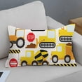 thumbnail image 2 of Throw Pillow Covers Cartoon Construction Crew Vehicles Truck Chevron Sign Equipment Cushion Pillow Case Home Decor Pillowcase 12x20 Inches, 2 of 6