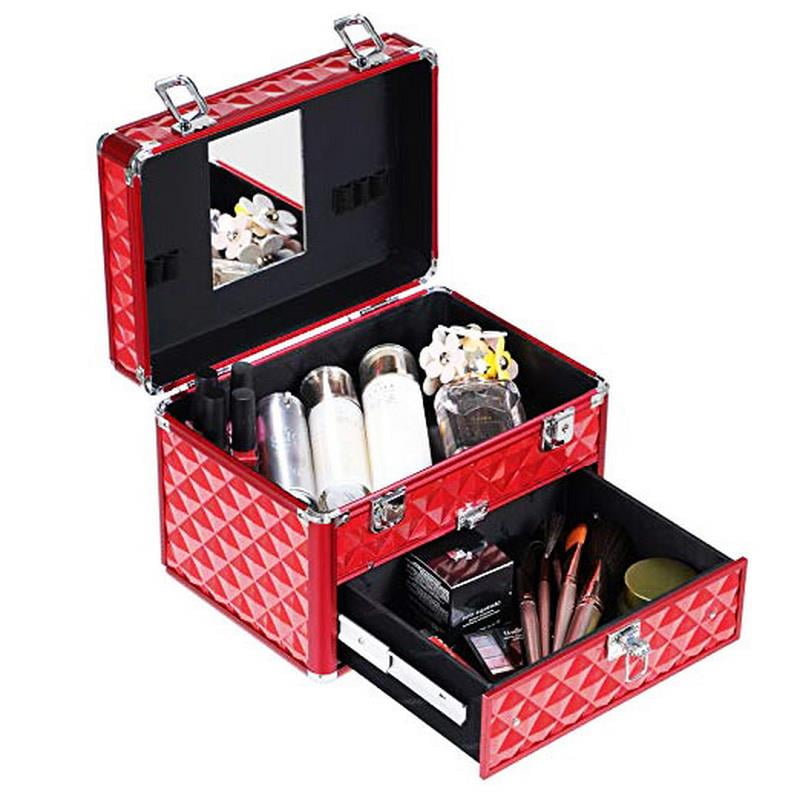 Ktaxon Portable Cosmetic Holder Makeup Train Case with Mirror