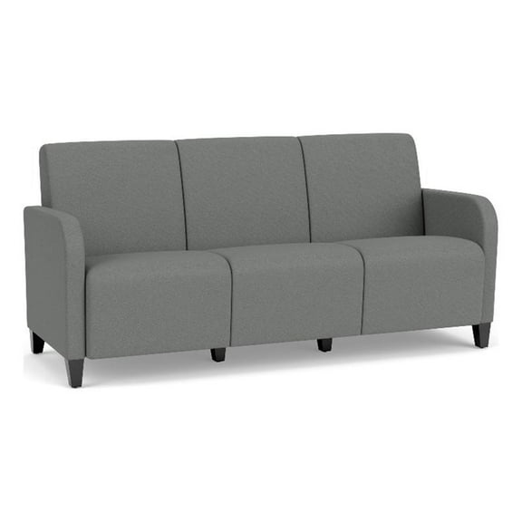 Siena 3-Seat Lounge Reception Tandem Seating / Black Steel Legs / Light Gray