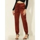 thumbnail image 2 of Pantalones cargo de satén sedoso de tiro alto elástico con cordón para mujer marrón S, 2 of 6