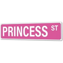 "PRINCESS ST" Pink Metal Tin Sign 16x4 in Wall Decor Vintage Street Signs for Bedroom Downtown Girl Room Girly Bedroom Teen College Dorm