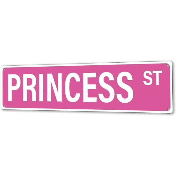 "PRINCESS ST" Pink Metal Tin Sign 16x4 in Wall Decor Vintage Street Signs for Bedroom Downtown Girl Room Girly Bedroom Teen College Dorm