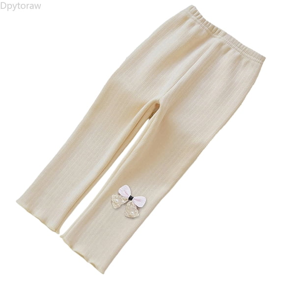 Dpytoraw Girls Fleece Lined Leggings Thick Warm Thermal Tights for Winter Outdoor Beige Size 3-4 Years