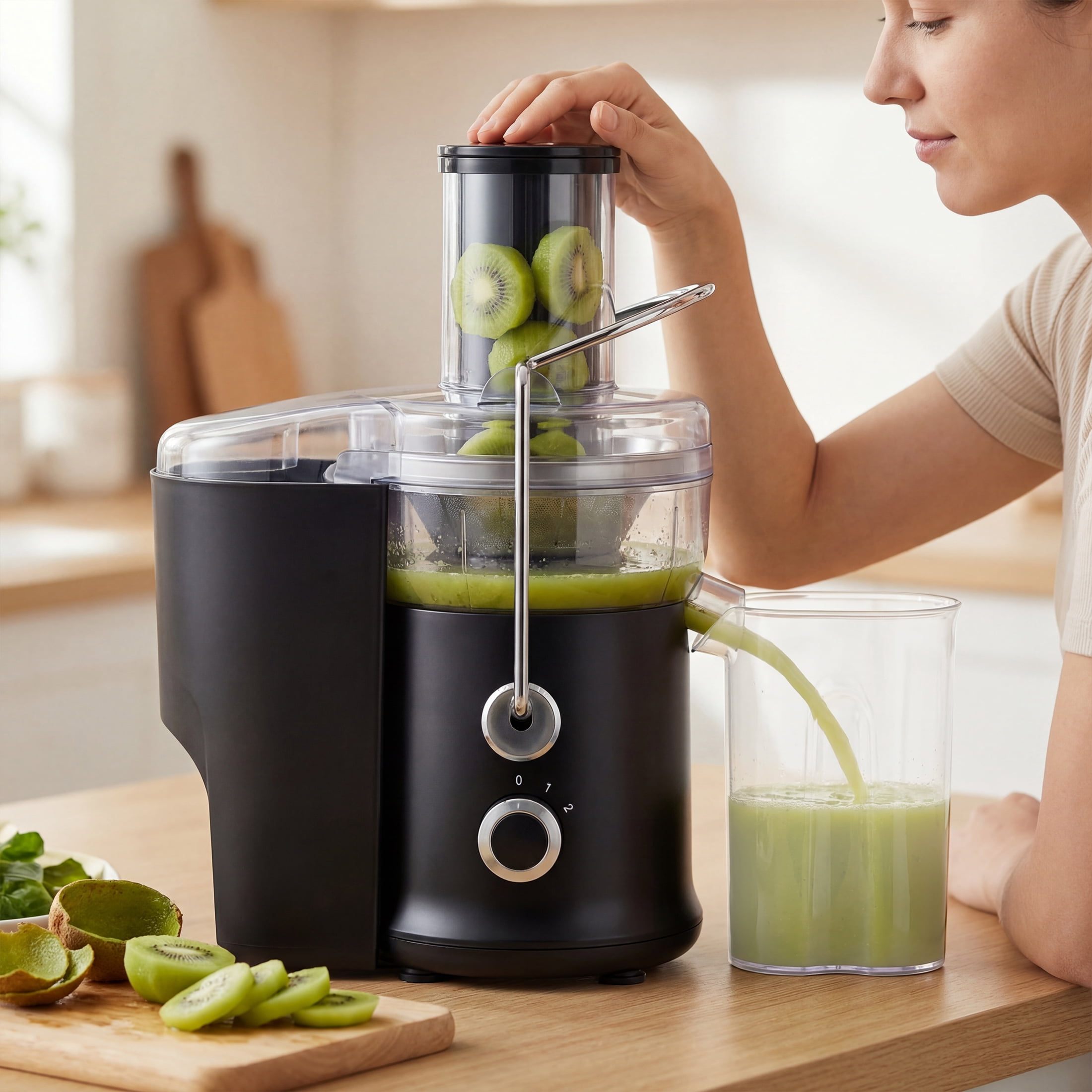 EDX 2.6 Inch Electric Juicer Machine, Centrifugal Juicer with Wide Feed Chute for Whole Fruits and Vegetables, Easy to Clean, Black