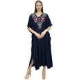thumbnail image 4 of Bimba Women's Long Blue Beach Evening Kaftan Rayon Swimwear Cover Up Caftan-24, 4 of 4