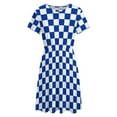 thumbnail image 4 of Blue And White Kentucky Checkerboard Dress Fashion Beach Short Sleeve Dresses Female Party Printed Sundress, 4 of 7