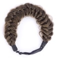 thumbnail image 3 of DIGUAN Messy Wide 2 Strands Synthetic Hair Braided Headband Classic Chunky Plaited Braids Elastic Stretch Hairpiece Women Girl Beauty Boho accessory, 62g/2.1 oz (Dark Brown), 3 of 4