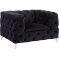 thumbnail image 1 of ACME Phifina Button Tufted Velvet Upholstery Chair in Black, 1 of 7