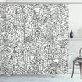 thumbnail image 1 of Ambesonne City Shower Curtain, Crowded Urban Life, 69"Wx75"L, White and Black, 1 of 3