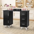 thumbnail image 2 of Costway Wooden Nail Desk Station with Removable Wrist Rest Metal Legs & 3 Drawers, 2 Cabinets Black, 2 of 10