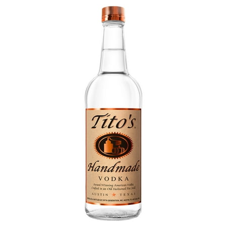 Tito's Handmade Vodka, 750 ml Bottle, 40% ABV, Gluten-Free Vodka
