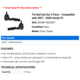 thumbnail image 2 of Tie Rod End Set 2 Piece - Compatible with 2007 - 2008 Honda Fit, 2 of 2
