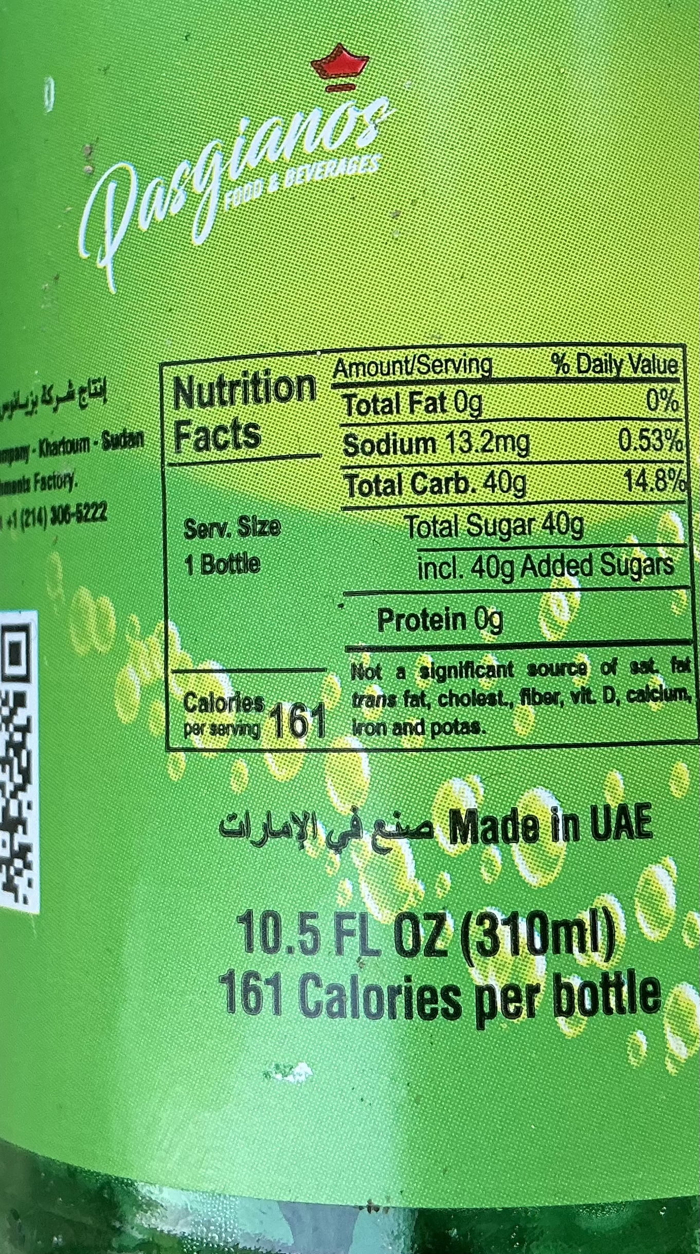 Pasgianos - Carbonated Soft Drink 310ml (1 x 24 Pack) PET Bottle