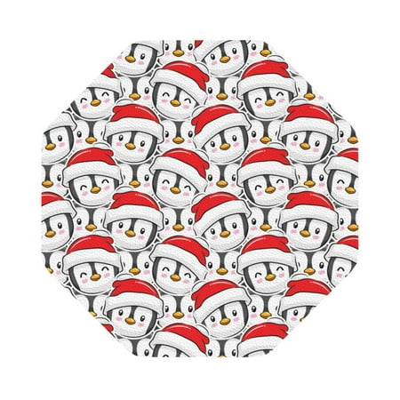 

Zeuib Cute Christmas Hat Penguin Print Set of 6 Coasters for Drinks Glass & Cups Stain Protection Table Coaster Set Decorative Coffee Cup Coasters Housewarming Gift for Home Decor Octagon