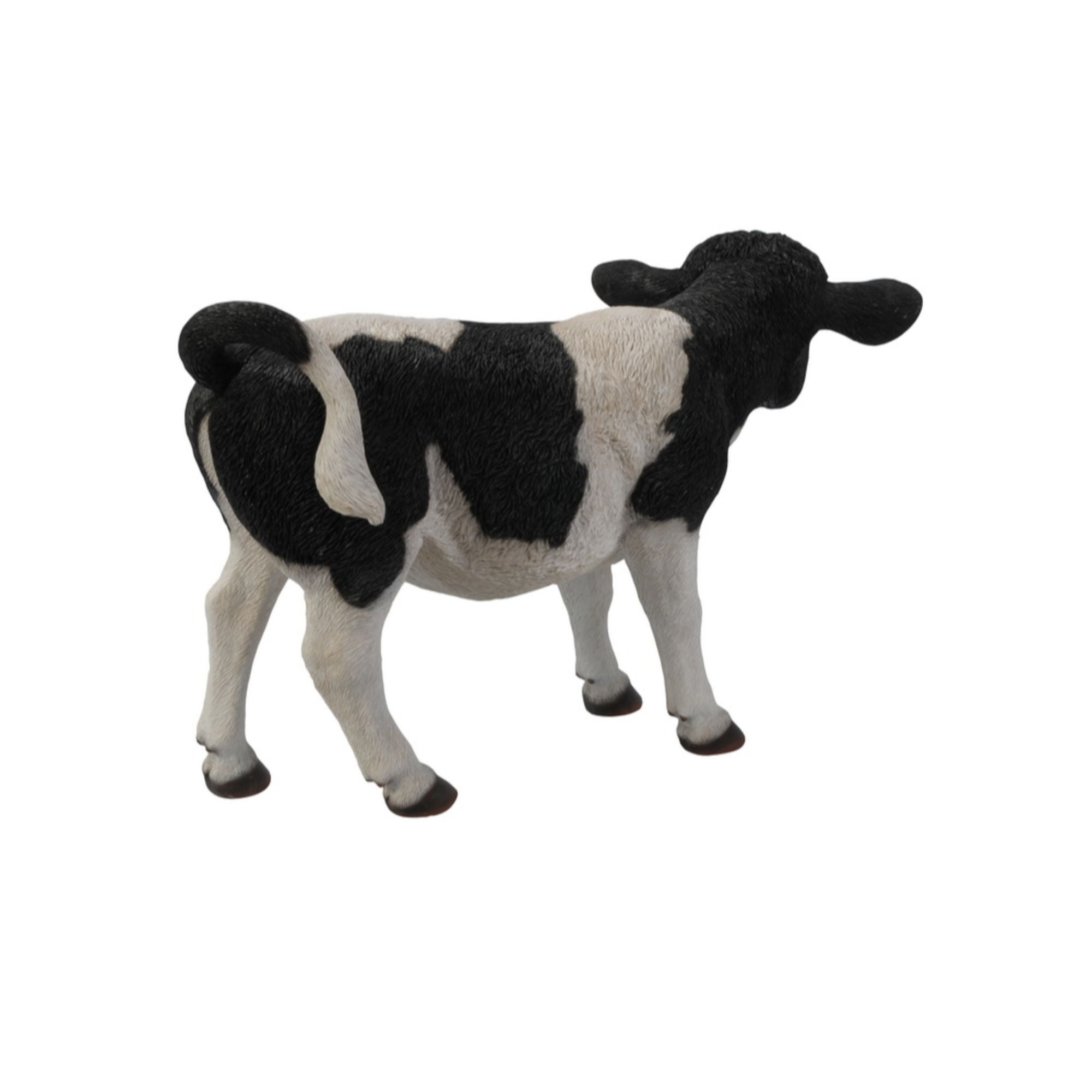 Black & White Baby Cow Calf Farm Animal Ornament Figurine Statue 