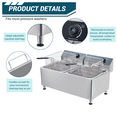 thumbnail image 2 of XL Oil Filtration & 3400W Power Dual 11L Commercial Deep Fryer – 304 Stainless Steel Twin Tank, Electric Countertop Fryer with Large Baskets & Lids – 11+11L Long Machine Foot 304 Inner Liner, 2 of 7