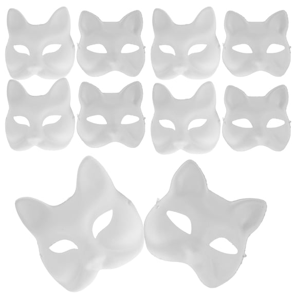 DEEPCRAFF 10Pcs Therian Mask Base Plastic White Masks For DIY Masquerade Cosplay Fun