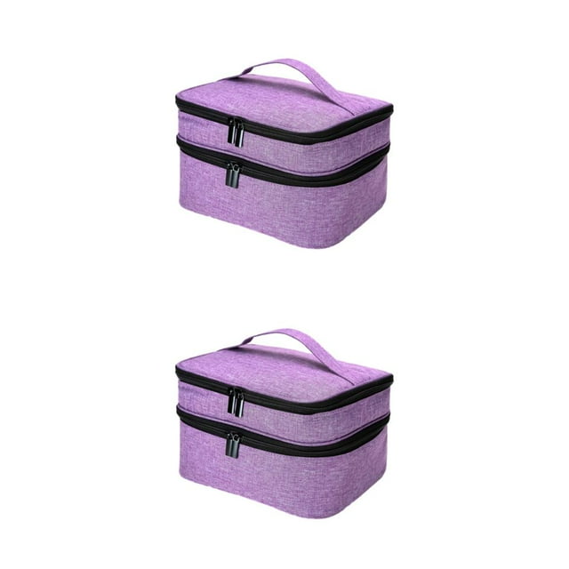 Guardoinrt Portable Nail Polish Storage Bag Sturdy And Durable Gift For Nail Lovers Polyester Nail Polish Organizer Bags violet 2Set