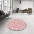 thumbnail image 4 of Ahgly Company Machine Washable Indoor Round Transitional Light Rose Pink Area Rugs, 3' Round, 4 of 7