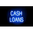 thumbnail image 1 of SpellBrite CASH LOANS LED Sign for Business. 20.8" x 15.0" Blue CASH LOANS Sign Has Neon Sign Look With Energy Efficient LED Light Source. Visible from 500+ Feet, 8 Animation Settings., 1 of 4