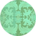 thumbnail image 1 of Ahgly Company Indoor Round Oriental Turquoise Blue Modern Area Rugs, 4' Round, 1 of 4