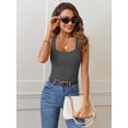 thumbnail image 5 of Merokeety Womens Tank Tops Casual Sleeveless Square Neck Ribbed Knit Cami Top DarkGrey l, 5 of 5