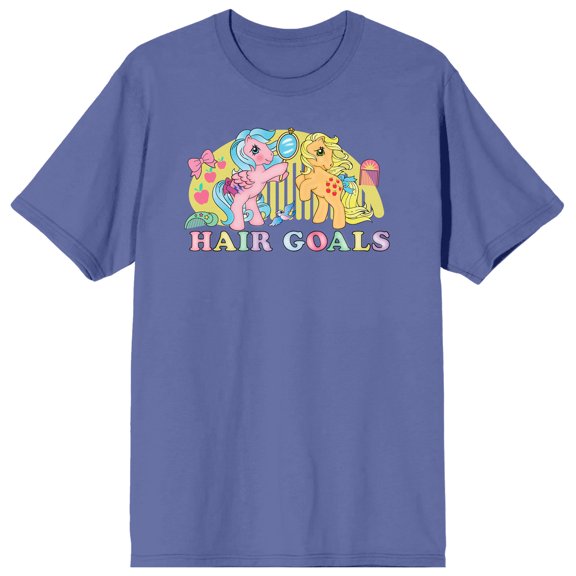 My Little Pony Retro Hair Goals Adult Periwinkle Crew Neck Short Sleeve T-shirt - Medium