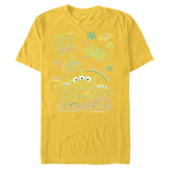 Disney and Pixar’s Toy Story Pizza Planet Aliens Neon - Short Sleeve Blended T-Shirt for Adults - Customized-Yellow