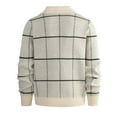 thumbnail image 6 of Men's Knitted Sweater Plaid Long Sleeve Pullover Tops Casual Lape V-neck Sweaters Fall Winter Shirt Khaki XL, 6 of 9