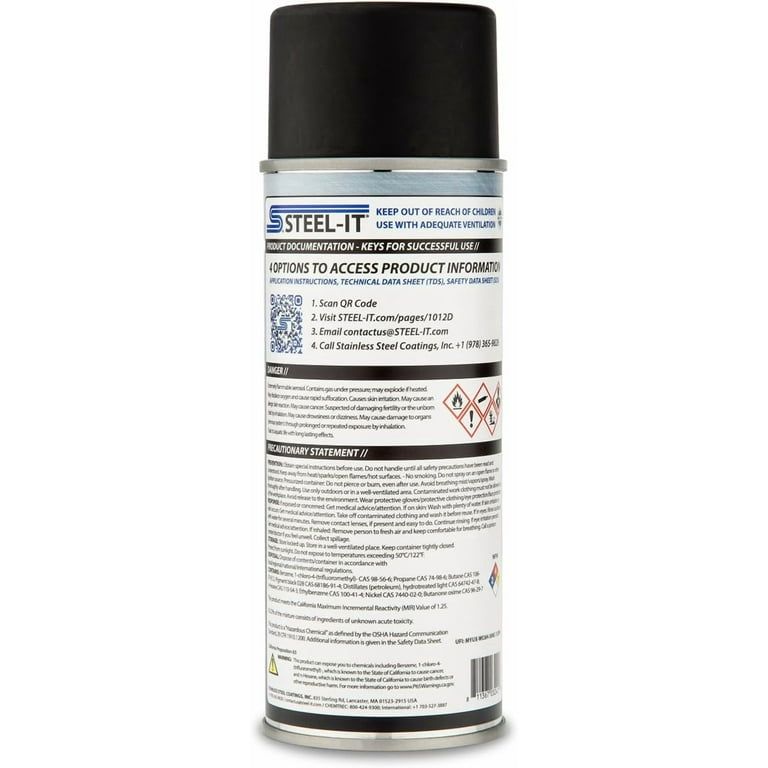Steel-It 1012B Black Polyurethane Aerosol Heat Resistant, Easy