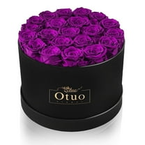 Otuo 21-Piece Preserved Roses in Gift Box, Real Eternal Rose Flower, Valentines Day Gifts for Her, Girlfriend, Mom, Women, Wife, Birthday Anniversary and Wedding (Purple)
