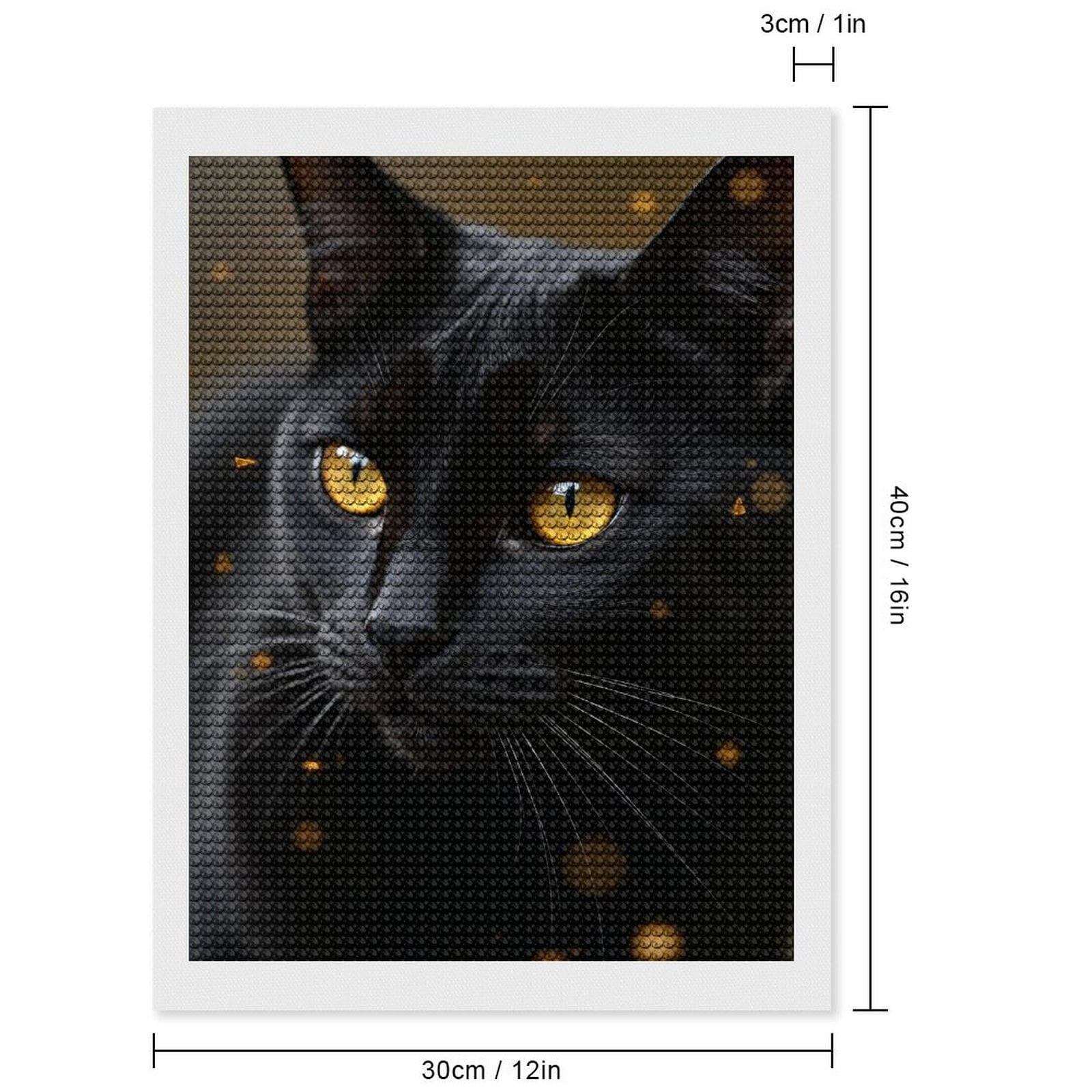 Diamond Art Kits for Adults, Black Cat With Golden Eyes 5D Diamond Painting Kits for Adults Beginners, DIY Full Drill Diamond Painting, Gem Art and Crafts 12x16