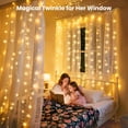 thumbnail image 2 of 9.9x9.9ft Window Curtain String Light, 300 Waterproof LED Twinkle Lights, 8 Modes Fairy Lights USB Remote Control Lights for Christmas Bedroom Party Wedding Home Garden Wall Decorations, 2 of 10