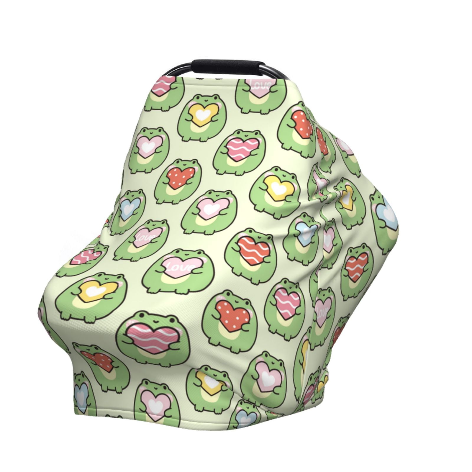 Fotbe Cute Chubby Frog Pattern Car Seat Covers for Babies, Nursing Breastfeeding Cover Infant Carseat Canopy, Soft Stretchy Carrier Cover