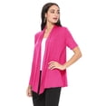 thumbnail image 3 of Women's Casual Solid Short Sleeve Basic Open Draped Front Cardigan Office Wear, 3 of 7