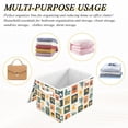 thumbnail image 6 of Yayeee Collapsible Cube Storage Bin with Lid Fabric Closet Decorative Basket with Handles, Beige Playful Stamp, 6 of 7