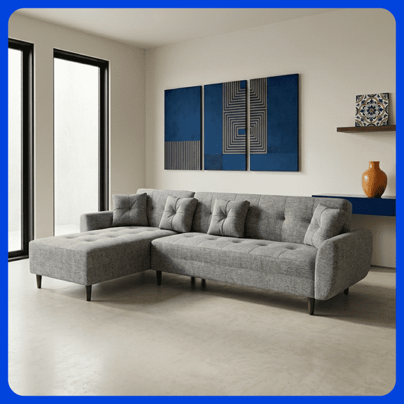 LASE Muebles Sala Esquinera En L Sofá Cama Reclinable 3 En 1 • California Onix