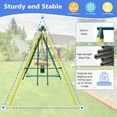 thumbnail image 4 of 6 in 1 Swing Set for Outside, Heavy Duty A-Frame Metal Swing Set with Glider, Basketball Hoop, Climbing Frame, Climbing Net, Hammock Swing and Belt Swing for Backyard Playground Set, 4 of 7