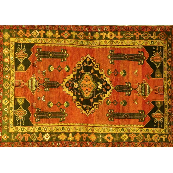 Ahgly Company Indoor Rectangle Persian Yellow Traditional Area Rugs, 5' x 7'