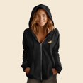 thumbnail image 3 of Dalix Hot Dog Embroidered Fleece Zip Washed Hoodie Cold Fall Winter Women in Black XS X-Small, 3 of 5